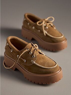 Jeffrey Campbell Crushed T-Lug Platform Boat Shoes, NWOT, size 5